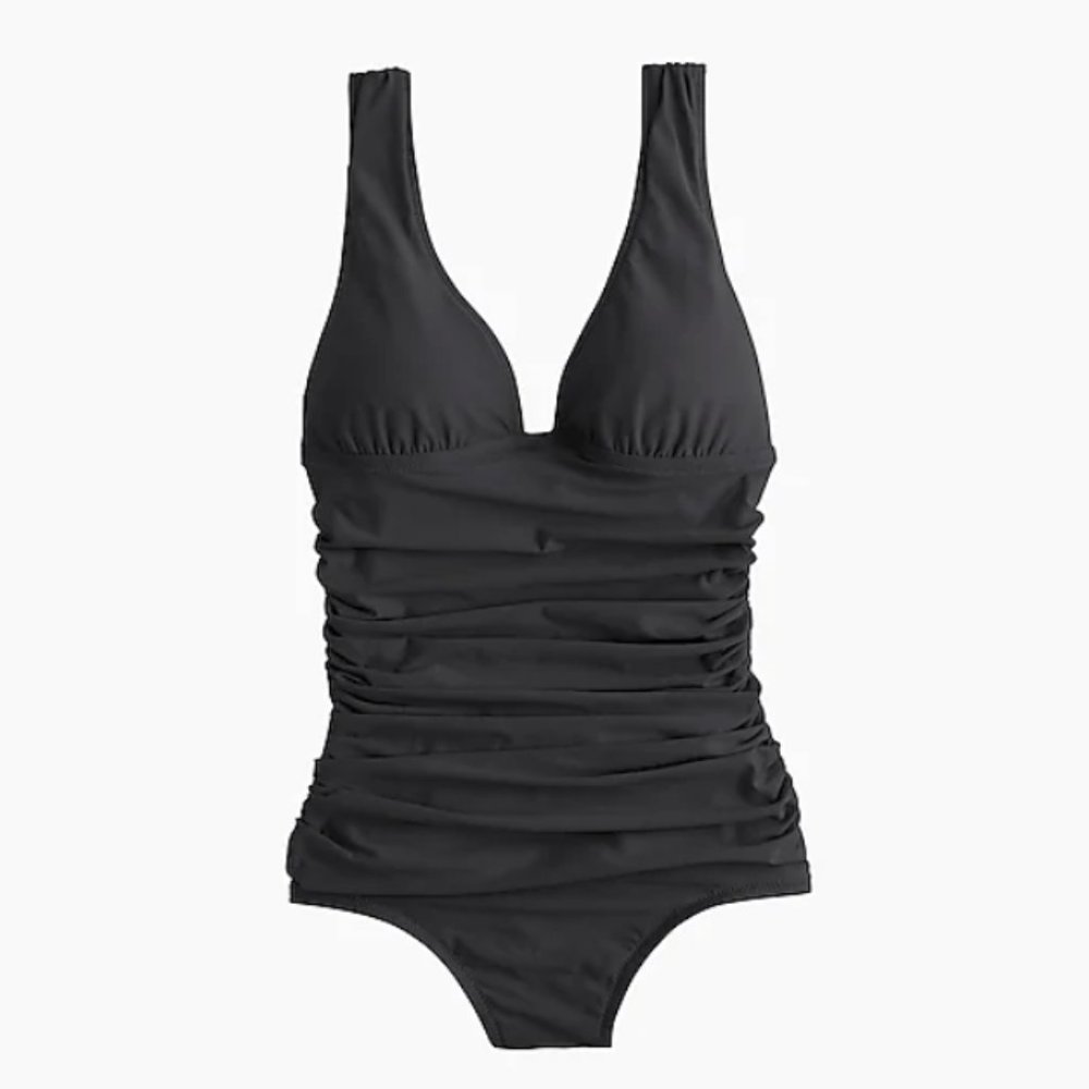 J.Crew DD-cup Ruched Femme Swimsuit, Grey, Size 2